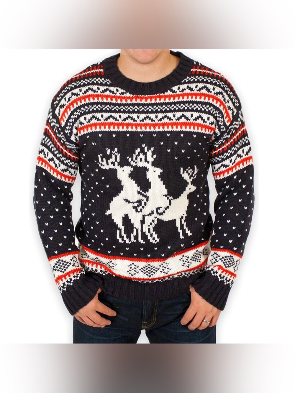 Naughty Reindeer Holiday Sweater Fun Gag Gift Sz XXL Rudolph Adult Comedy